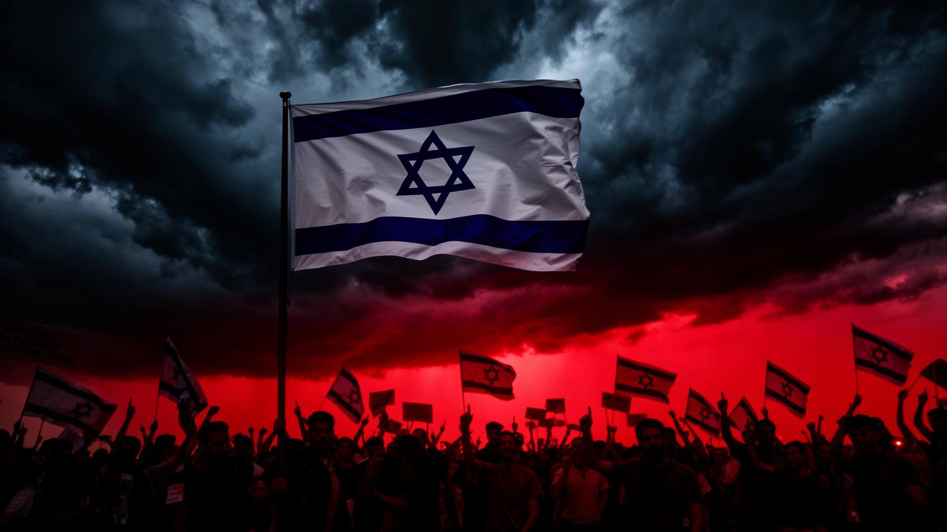 דגלי ישראל במחאה דמוקרטית